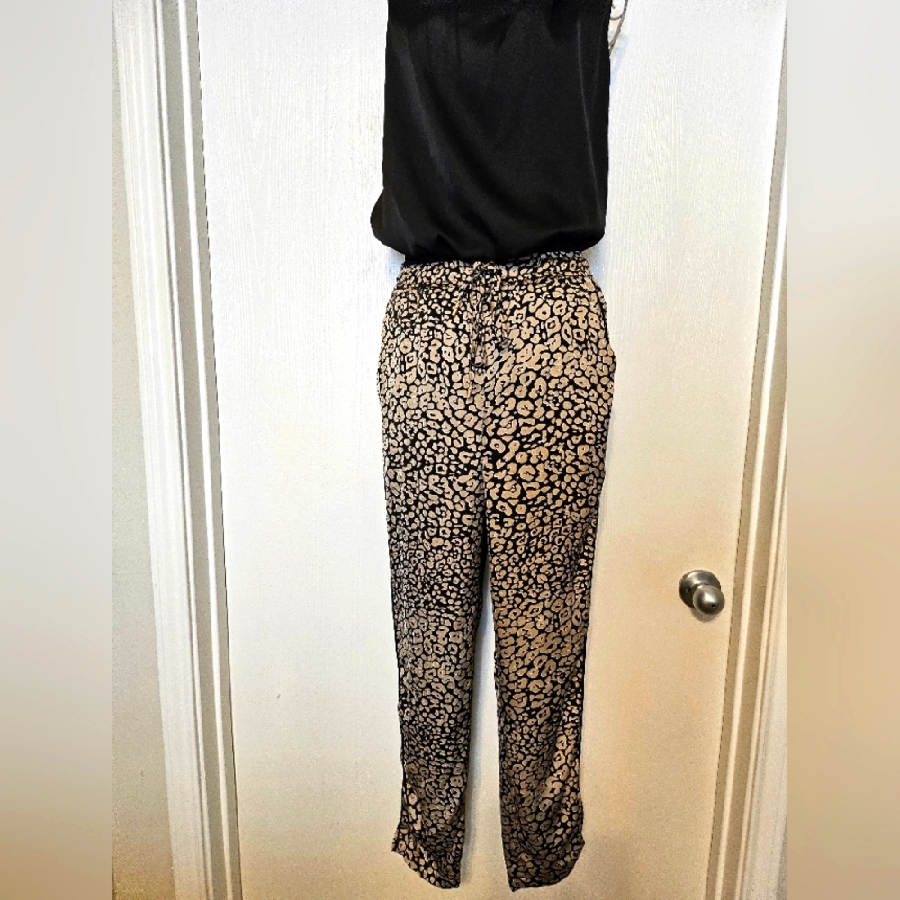Skies Are Blue Black and Tan Leopard Print Pants